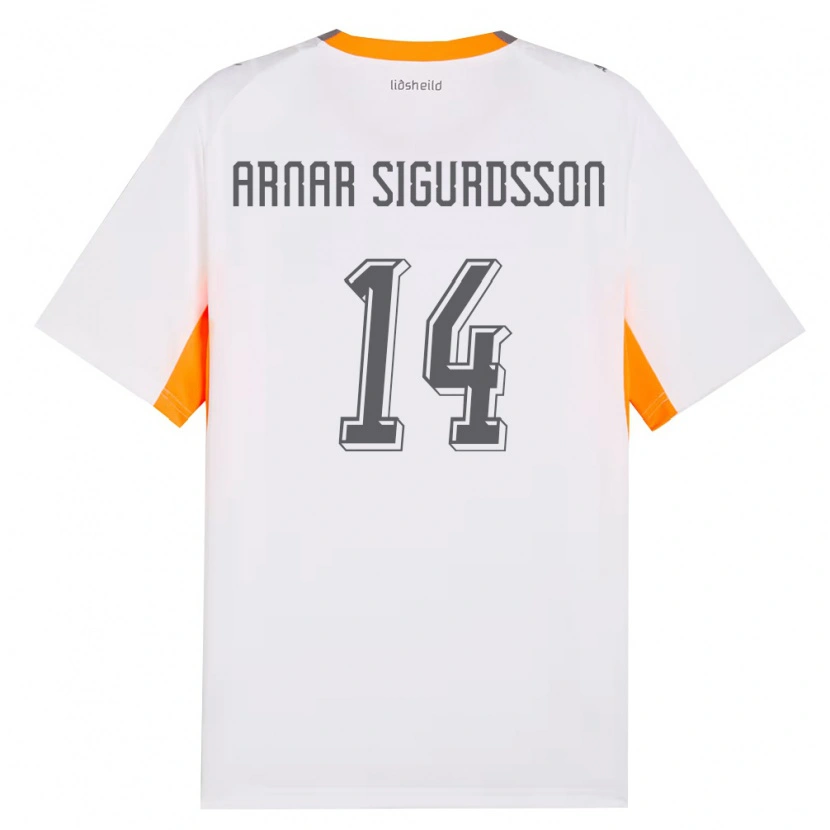 Danxen Niño Camiseta Islandia Jón Arnar Sigurdsson #14 Blanco Naranja Gris 2ª Equipación 26-28 La Camisa
