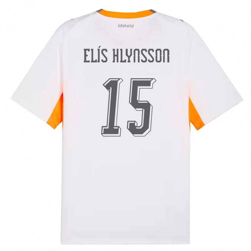 Danxen Niño Camiseta Islandia Róbert Elís Hlynsson #15 Blanco Naranja Gris 2ª Equipación 26-28 La Camisa