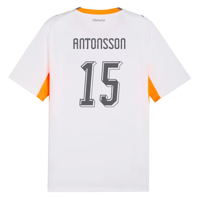 Danxen Niño Camiseta Islandia Thorsteinn Antonsson #15 Blanco Naranja Gris 2ª Equipación 26-28 La Camisa