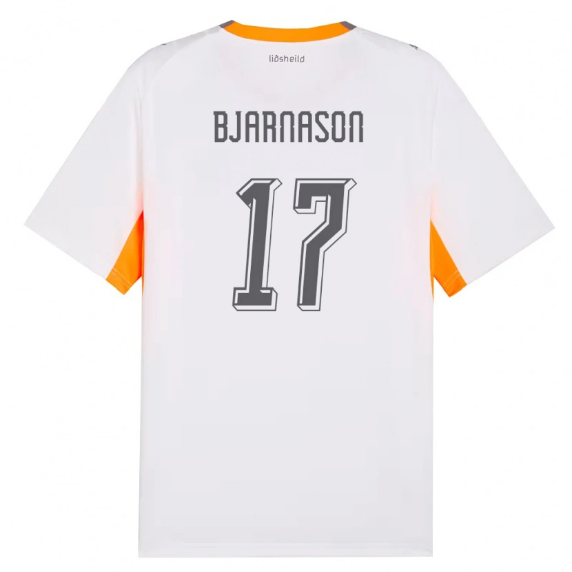 Danxen Niño Camiseta Islandia Jóhannes Bjarnason #17 Blanco Naranja Gris 2ª Equipación 26-28 La Camisa