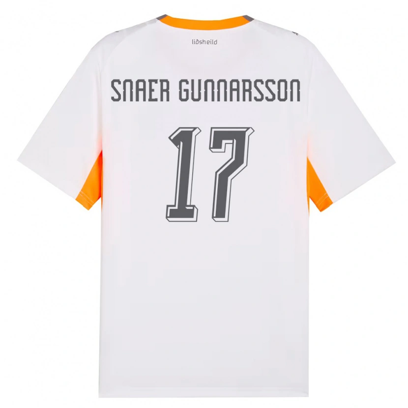 Danxen Niño Camiseta Islandia Gabríel Snaer Gunnarsson #17 Blanco Naranja Gris 2ª Equipación 26-28 La Camisa