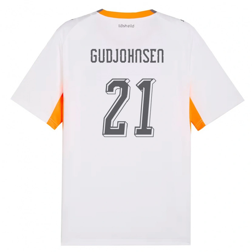 Danxen Niño Camiseta Islandia Daníel Gudjohnsen #21 Blanco Naranja Gris 2ª Equipación 26-28 La Camisa