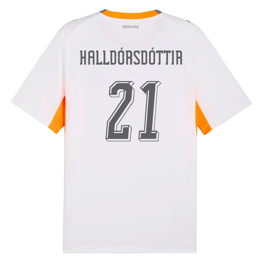 Danxen Niño Camiseta Islandia Hafrún Rakel Halldórsdóttir #21 Blanco Naranja Gris 2ª Equipación 26-28 La Camisa
