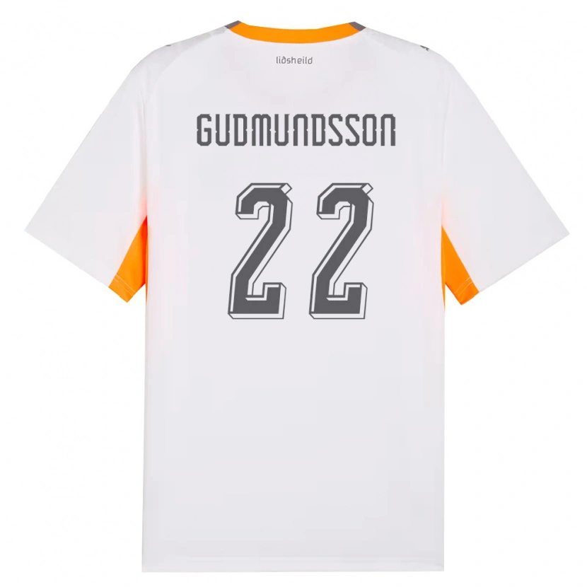 Danxen Niño Camiseta Islandia Galdur Guðmundsson #22 Blanco Naranja Gris 2ª Equipación 26-28 La Camisa