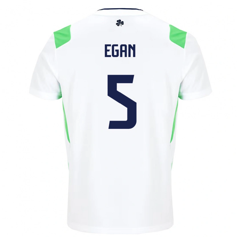 Danxen Niño Camiseta Irlanda John Egan #5 Blanco Verde Claro 2ª Equipación 26-28 La Camisa