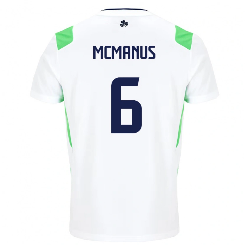 Danxen Niño Camiseta Irlanda Conor Mcmanus #6 Blanco Verde Claro 2ª Equipación 26-28 La Camisa