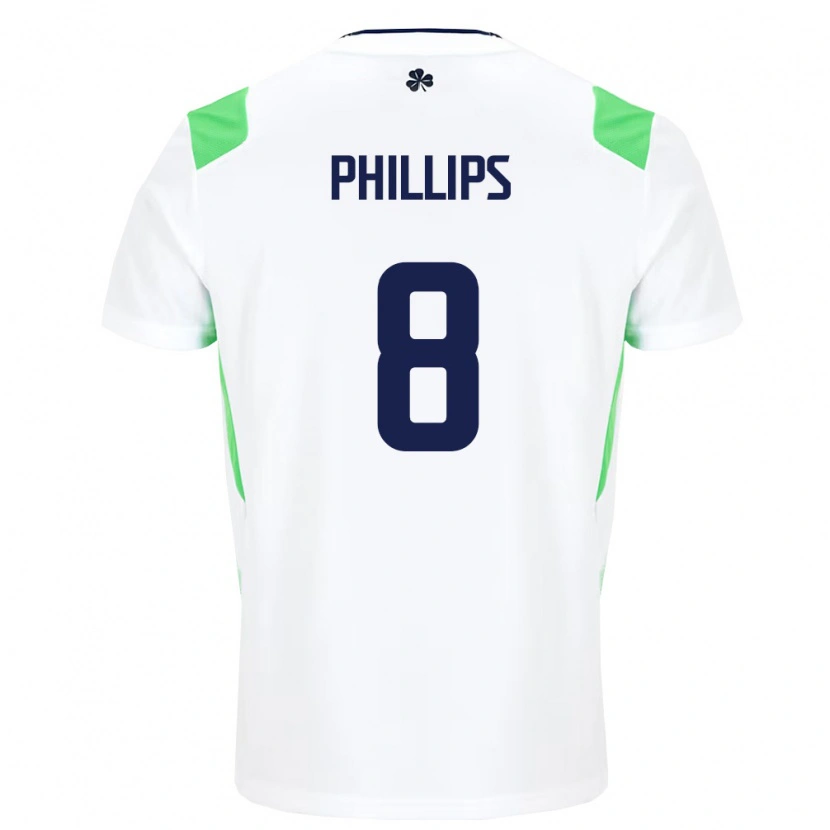 Danxen Niño Camiseta Irlanda Killian Phillips #8 Blanco Verde Claro 2ª Equipación 26-28 La Camisa