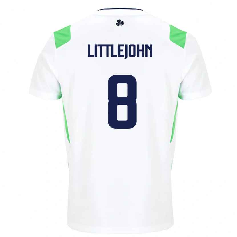 Danxen Niño Camiseta Irlanda Ruesha Littlejohn #8 Blanco Verde Claro 2ª Equipación 26-28 La Camisa