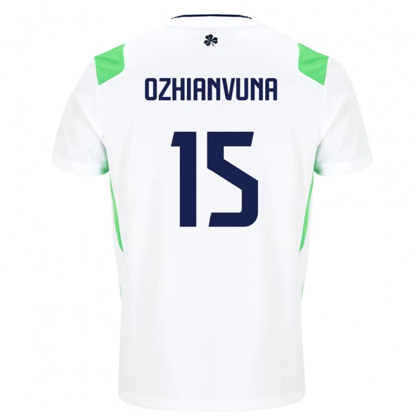 Danxen Niño Camiseta Irlanda Victor Ozhianvuna #15 Blanco Verde Claro 2ª Equipación 26-28 La Camisa