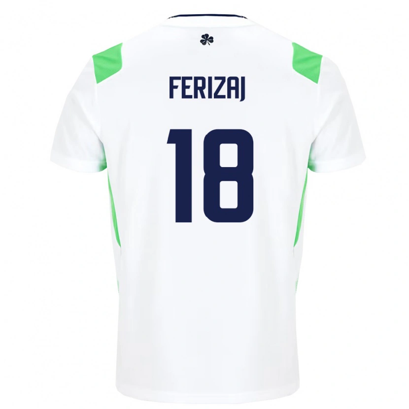 Danxen Niño Camiseta Irlanda Justin Ferizaj #18 Blanco Verde Claro 2ª Equipación 26-28 La Camisa