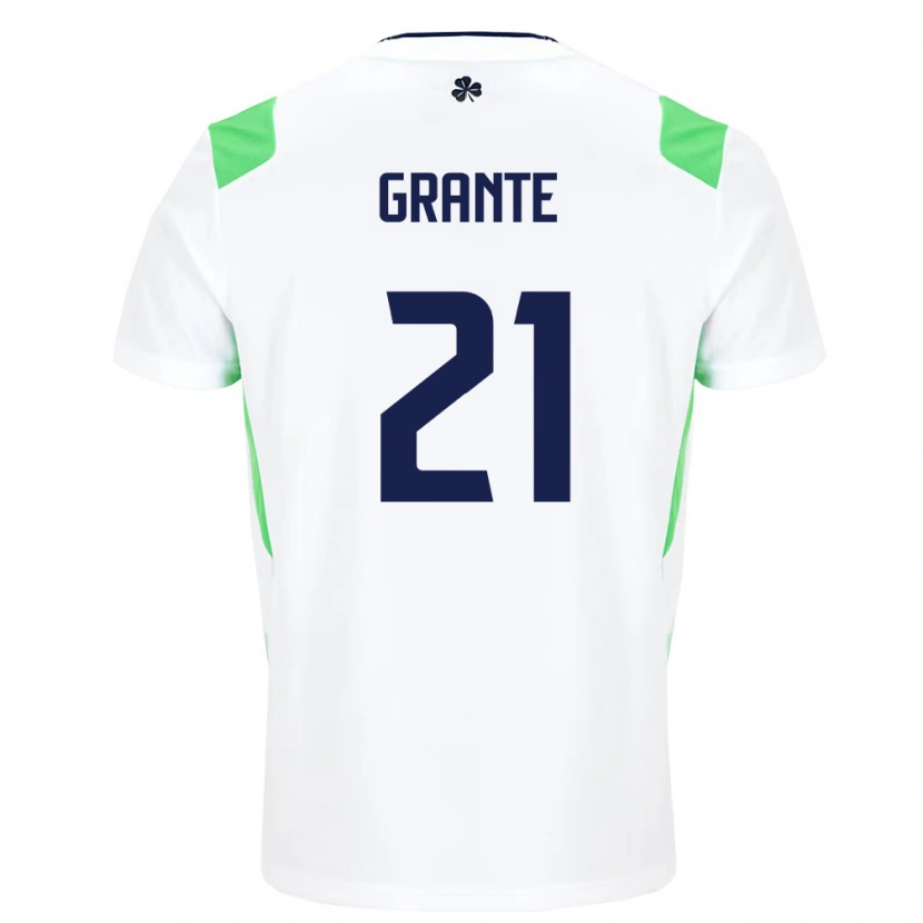 Danxen Niño Camiseta Irlanda Jake Grante #21 Blanco Verde Claro 2ª Equipación 26-28 La Camisa