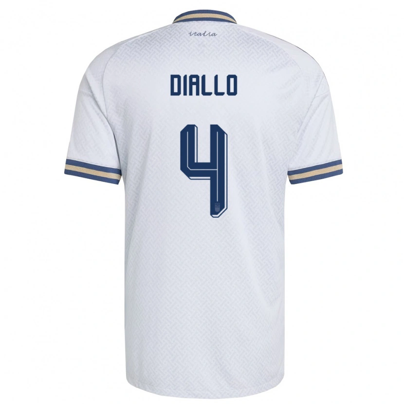 Danxen Niño Camiseta Italia Djibril Diallo #4 Marfil Marino Oro 2ª Equipación 26-28 La Camisa