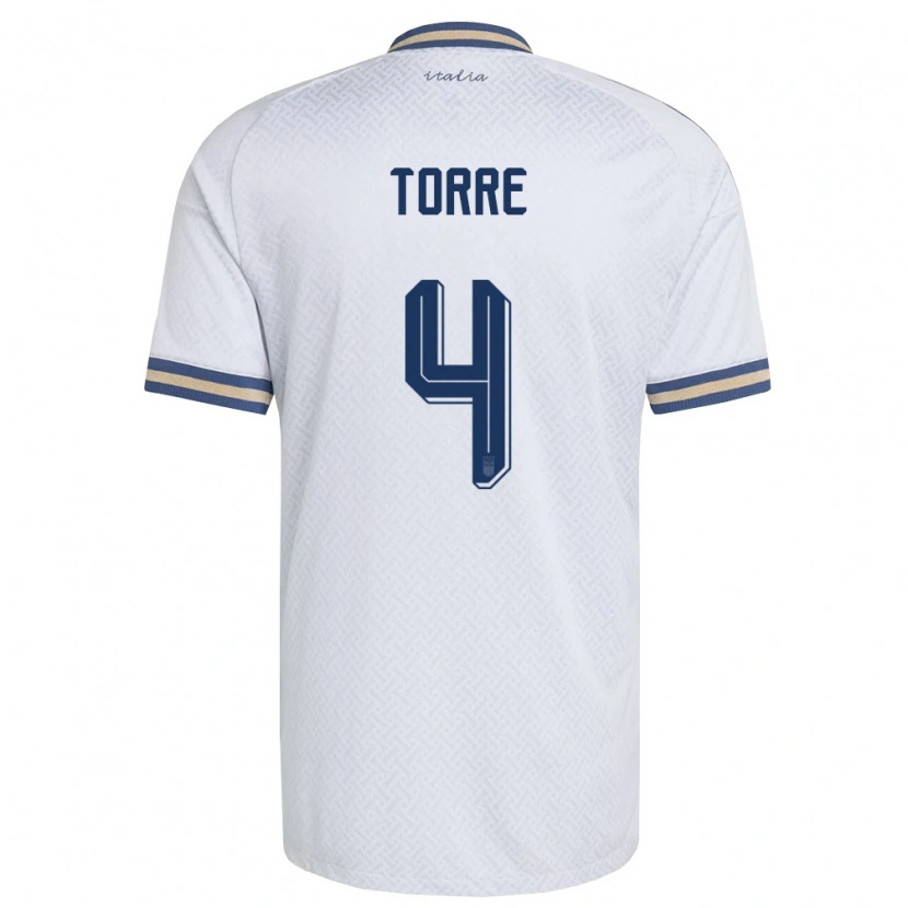 Danxen Niño Camiseta Italia Pietro La Torre #4 Marfil Marino Oro 2ª Equipación 26-28 La Camisa