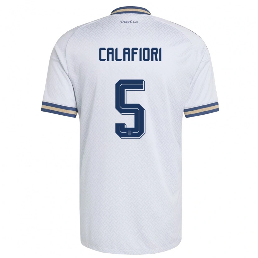 Danxen Niño Camiseta Italia Riccardo Calafiori #5 Marfil Marino Oro 2ª Equipación 26-28 La Camisa