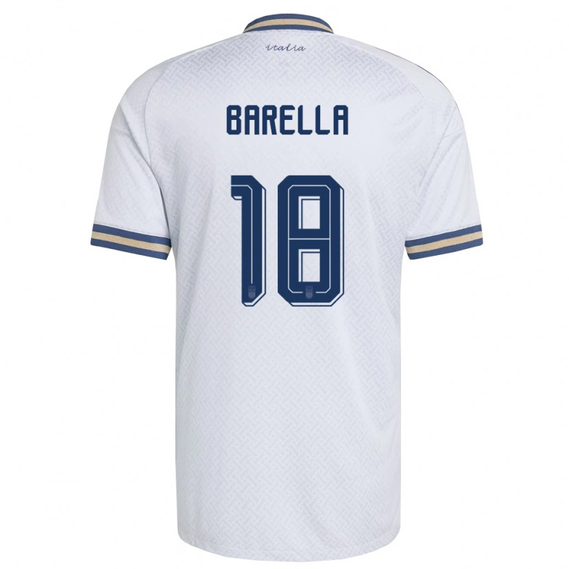 Danxen Niño Camiseta Italia Nicolò Barella #18 Marfil Marino Oro 2ª Equipación 26-28 La Camisa