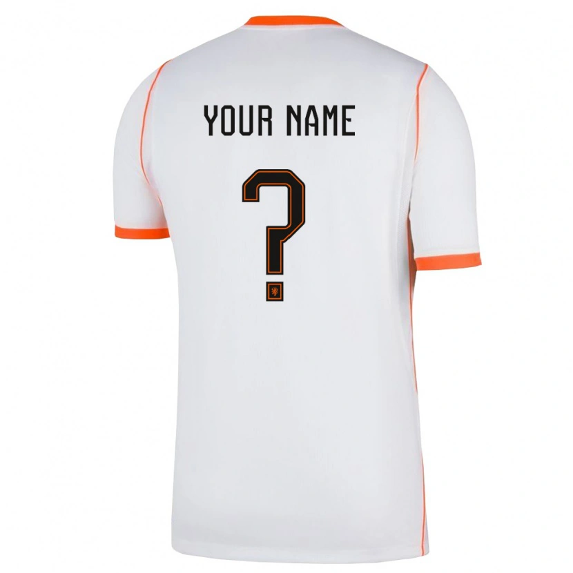 Danxen Niño Camiseta Países Bajos Su Nombre #0 Blanco Naranja 2ª Equipación 26-28 La Camisa