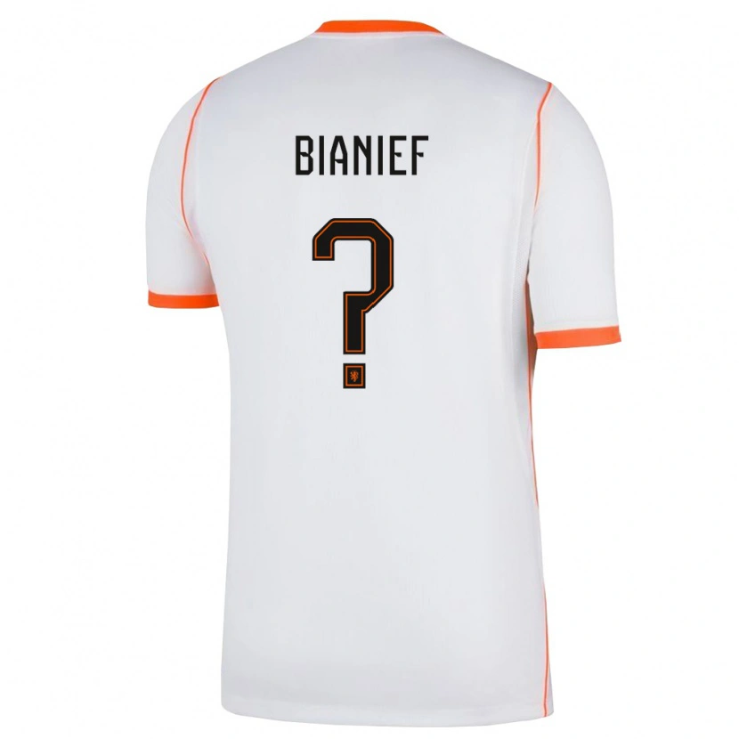 Danxen Niño Camiseta Países Bajos Bianief Peters #0 Blanco Naranja 2ª Equipación 26-28 La Camisa