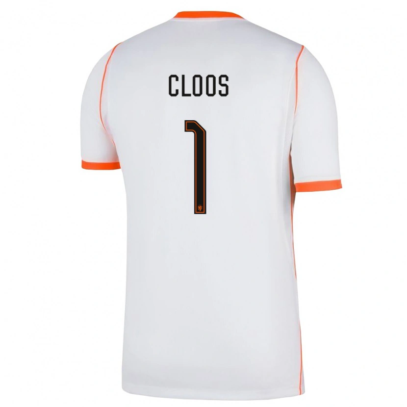 Danxen Niño Camiseta Países Bajos Cino Cloos #1 Blanco Naranja 2ª Equipación 26-28 La Camisa