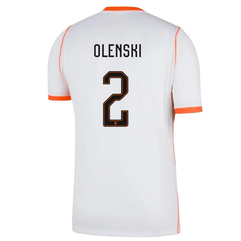 Danxen Niño Camiseta Países Bajos Rayjen Olenski #2 Blanco Naranja 2ª Equipación 26-28 La Camisa