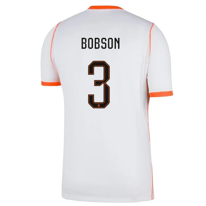 Danxen Niño Camiseta Países Bajos Ersien Bobson #3 Blanco Naranja 2ª Equipación 26-28 La Camisa