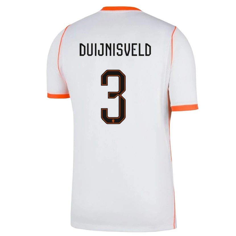 Danxen Niño Camiseta Países Bajos Owen Duijnisveld #3 Blanco Naranja 2ª Equipación 26-28 La Camisa