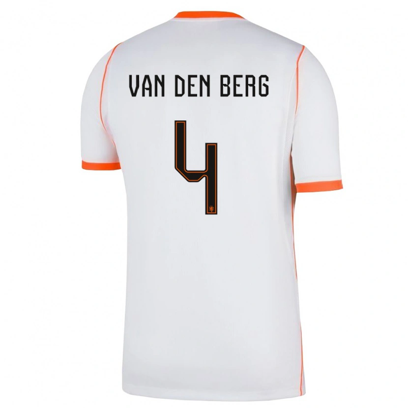 Danxen Niño Camiseta Países Bajos Rav Van Den Berg #4 Blanco Naranja 2ª Equipación 26-28 La Camisa