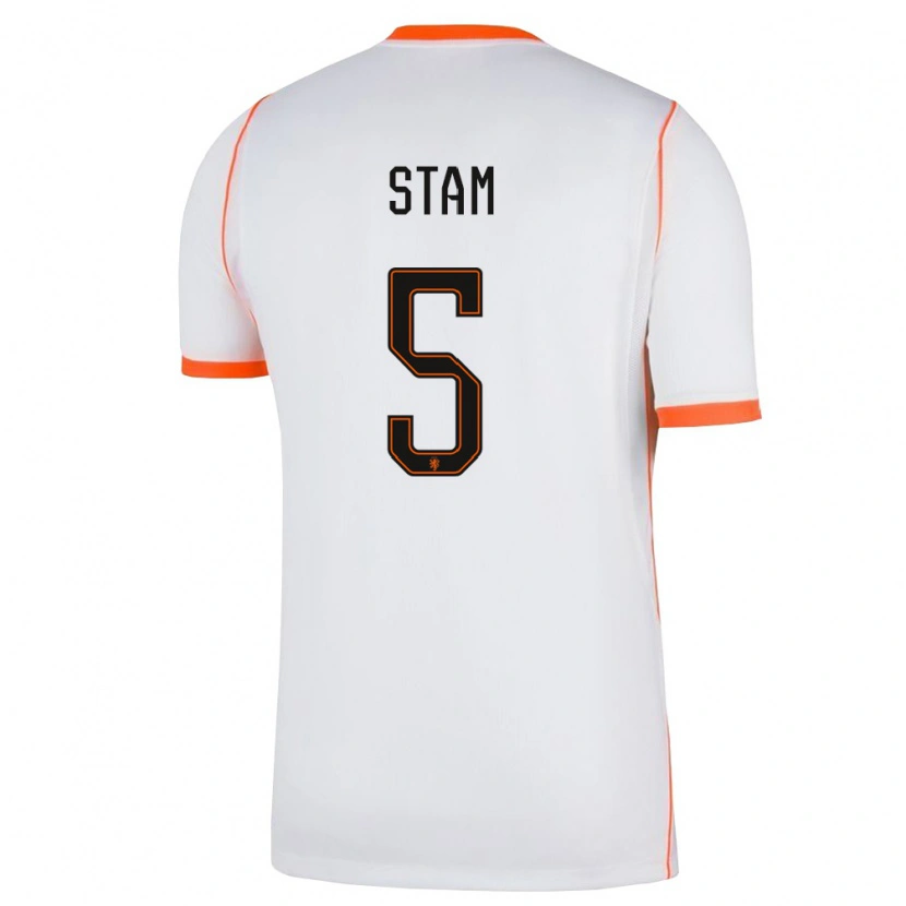 Danxen Niño Camiseta Países Bajos Dyran Stam #5 Blanco Naranja 2ª Equipación 26-28 La Camisa