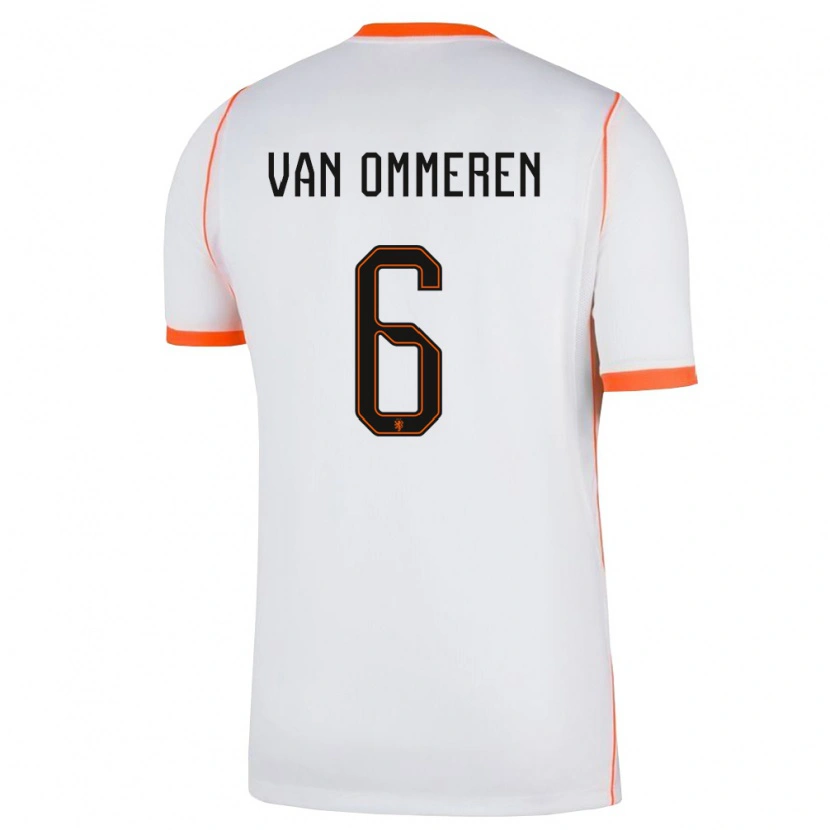 Danxen Niño Camiseta Países Bajos Jaygo Van Ommeren #6 Blanco Naranja 2ª Equipación 26-28 La Camisa