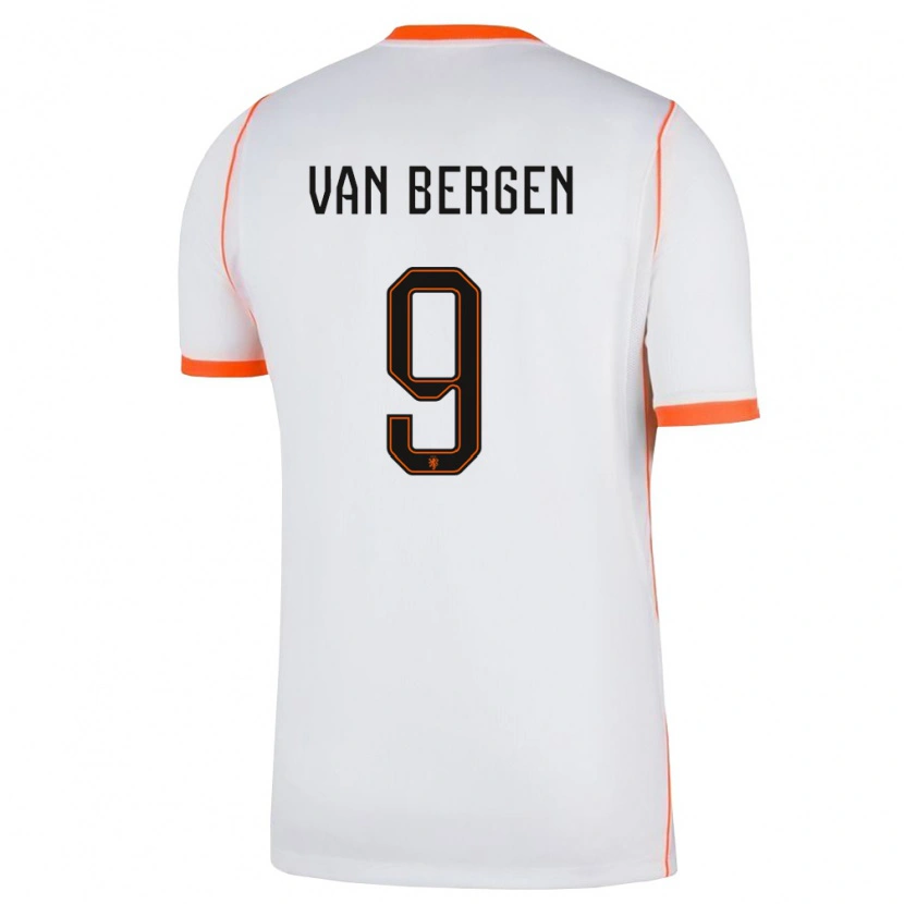 Danxen Niño Camiseta Países Bajos Thom Van Bergen #9 Blanco Naranja 2ª Equipación 26-28 La Camisa