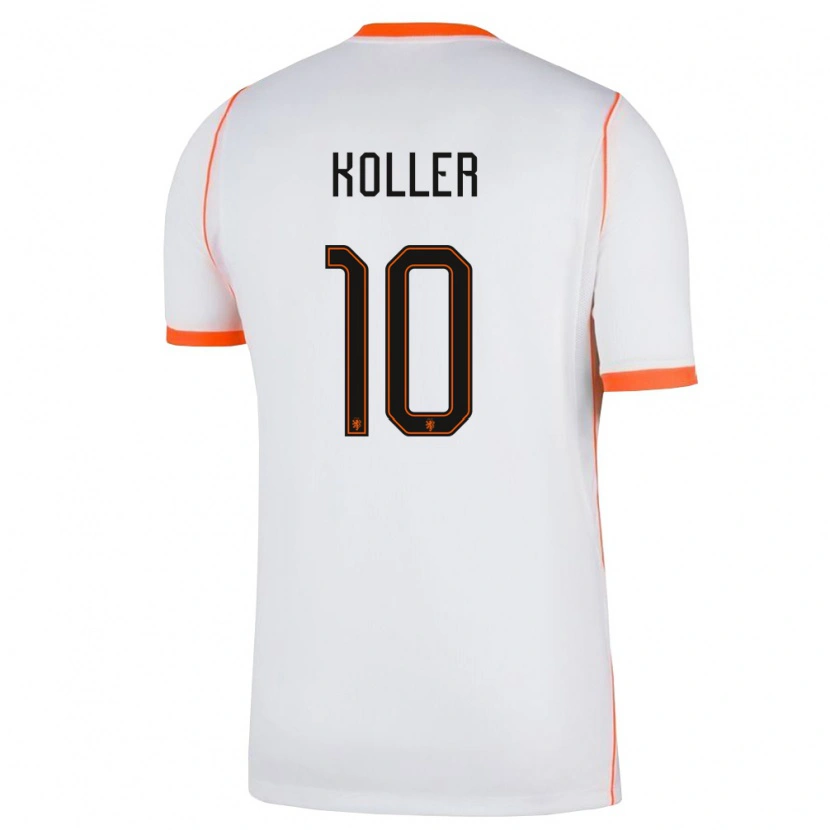 Danxen Niño Camiseta Países Bajos Jim Koller #10 Blanco Naranja 2ª Equipación 26-28 La Camisa