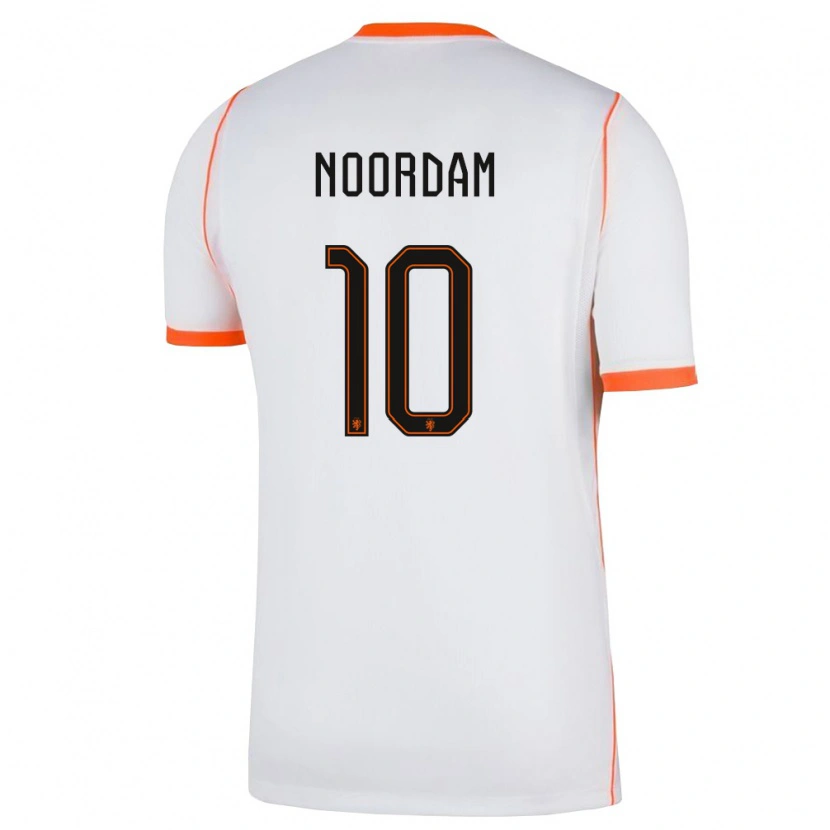 Danxen Niño Camiseta Países Bajos Nadine Noordam #10 Blanco Naranja 2ª Equipación 26-28 La Camisa