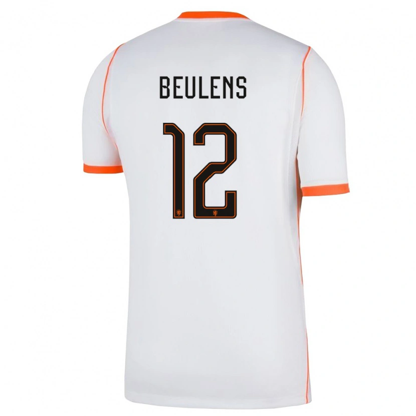Danxen Niño Camiseta Países Bajos Noël Beulens #12 Blanco Naranja 2ª Equipación 26-28 La Camisa