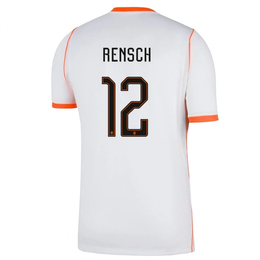 Danxen Niño Camiseta Países Bajos Devyne Rensch #12 Blanco Naranja 2ª Equipación 26-28 La Camisa