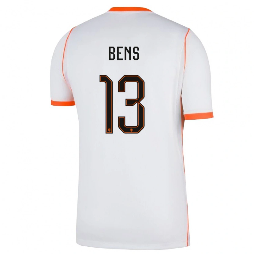 Danxen Niño Camiseta Países Bajos Teun Bens #13 Blanco Naranja 2ª Equipación 26-28 La Camisa