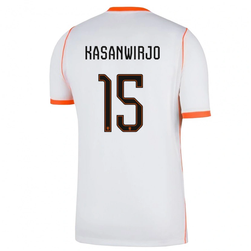 Danxen Niño Camiseta Países Bajos Neraysho Kasanwirjo #15 Blanco Naranja 2ª Equipación 26-28 La Camisa