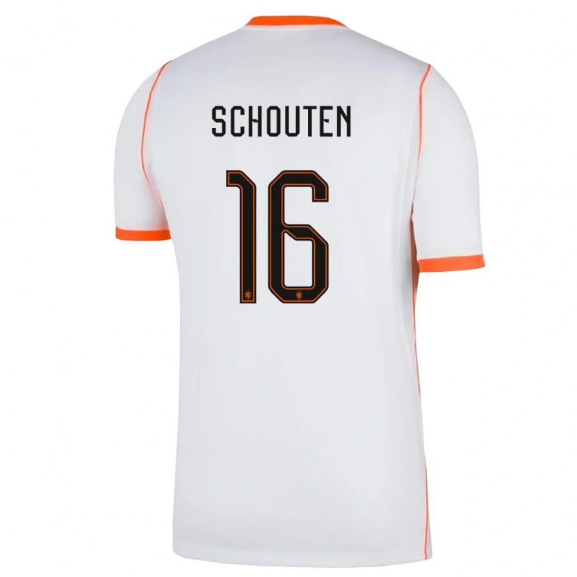 Danxen Niño Camiseta Países Bajos Jerdy Schouten #16 Blanco Naranja 2ª Equipación 26-28 La Camisa