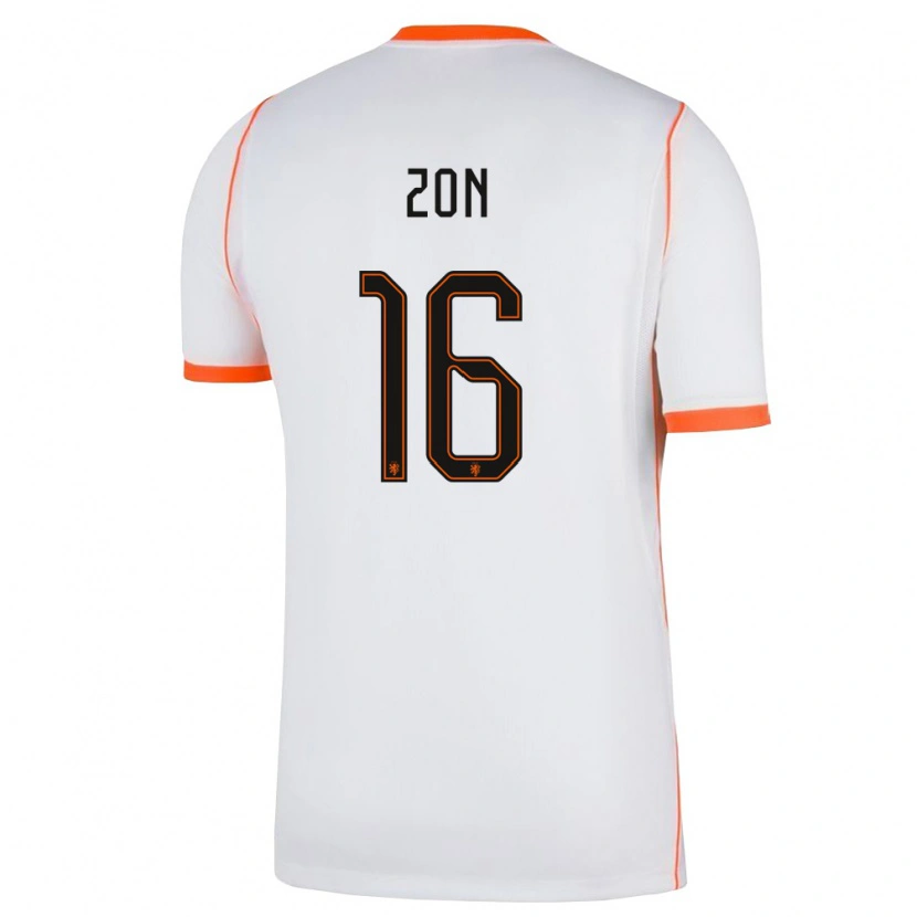 Danxen Niño Camiseta Países Bajos Oier Zon #16 Blanco Naranja 2ª Equipación 26-28 La Camisa