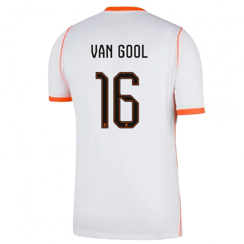 Danxen Niño Camiseta Países Bajos Sydney Van Gool #16 Blanco Naranja 2ª Equipación 26-28 La Camisa