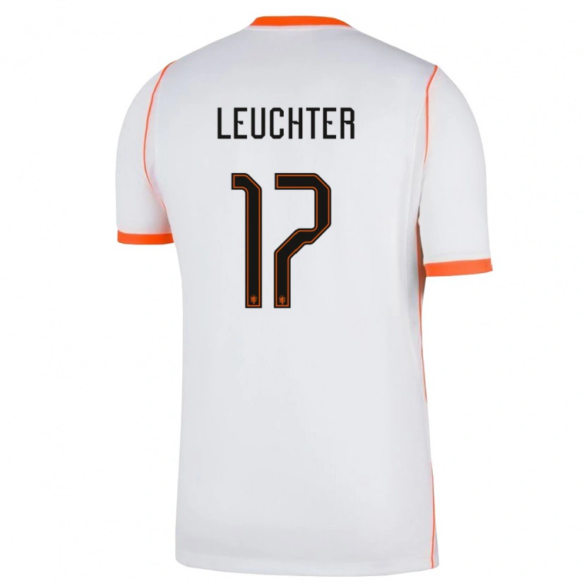 Danxen Niño Camiseta Países Bajos Romee Leuchter #17 Blanco Naranja 2ª Equipación 26-28 La Camisa