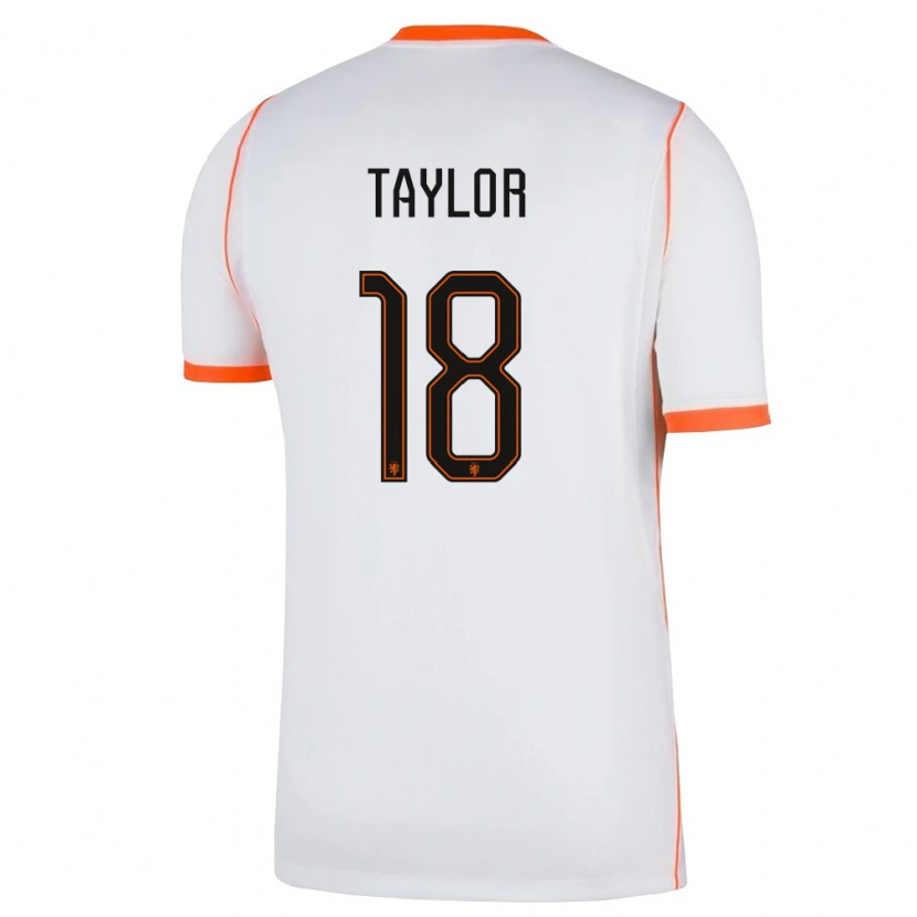 Danxen Niño Camiseta Países Bajos Kenneth Taylor #18 Blanco Naranja 2ª Equipación 26-28 La Camisa