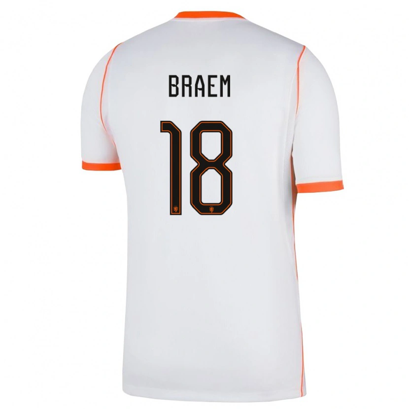 Danxen Niño Camiseta Países Bajos Tim Braem #18 Blanco Naranja 2ª Equipación 26-28 La Camisa