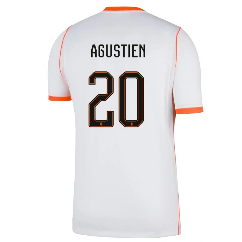 Danxen Niño Camiseta Países Bajos Demiane Agustien #20 Blanco Naranja 2ª Equipación 26-28 La Camisa