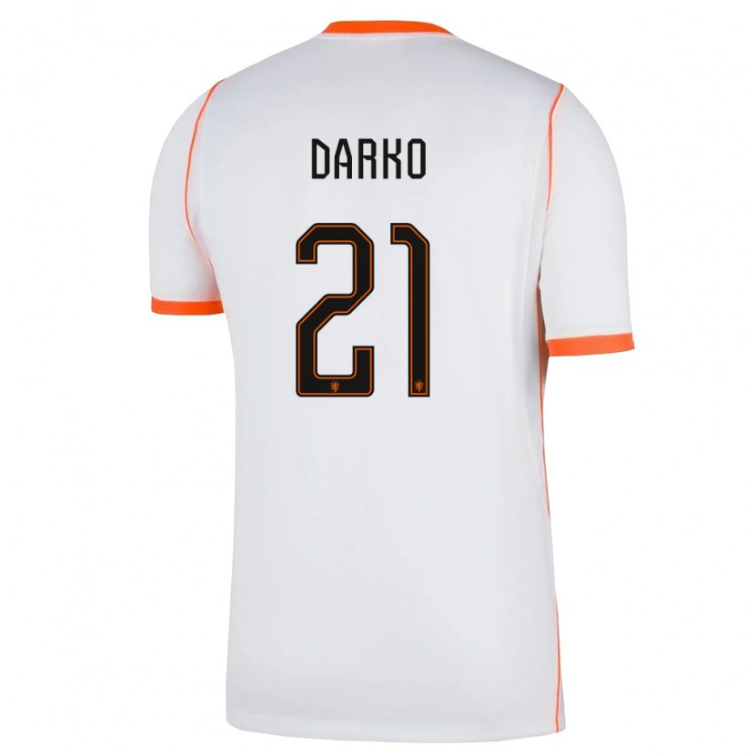 Danxen Niño Camiseta Países Bajos Denzel Darko #21 Blanco Naranja 2ª Equipación 26-28 La Camisa