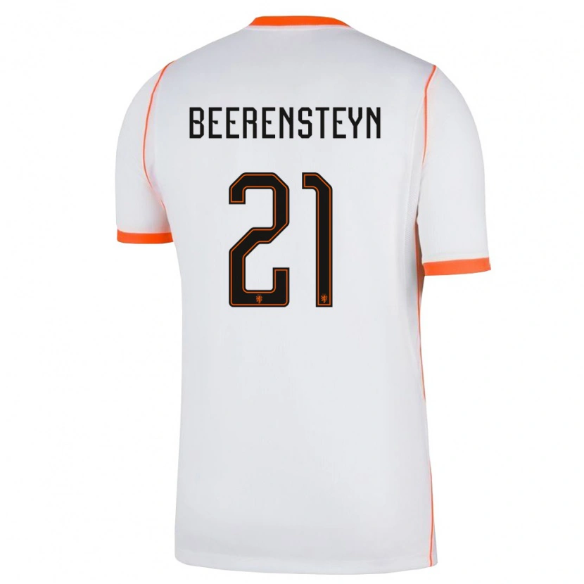 Danxen Niño Camiseta Países Bajos Lineth Beerensteyn #21 Blanco Naranja 2ª Equipación 26-28 La Camisa