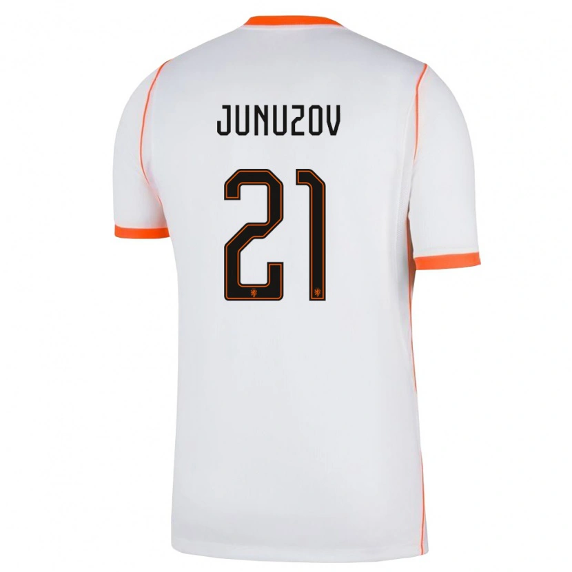 Danxen Niño Camiseta Países Bajos Melih Junuzov #21 Blanco Naranja 2ª Equipación 26-28 La Camisa
