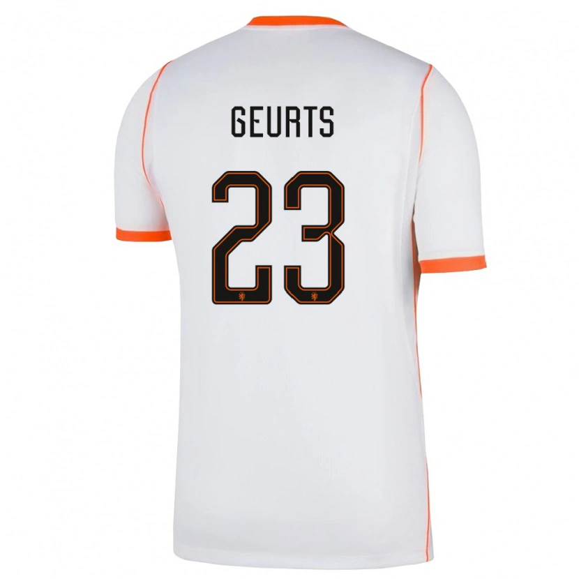 Danxen Niño Camiseta Países Bajos Loes Geurts #23 Blanco Naranja 2ª Equipación 26-28 La Camisa
