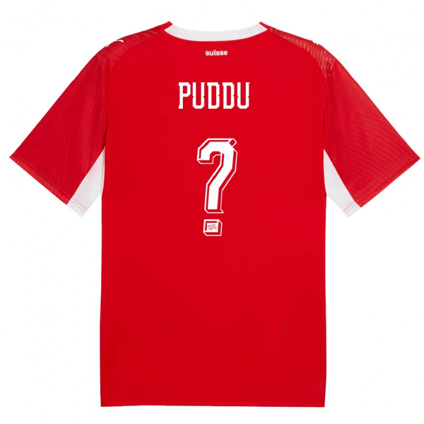 Danxen Hombre Camiseta Suiza Nicolò Puddu #0 Rojo Blanco 1ª Equipación 26-28 La Camisa