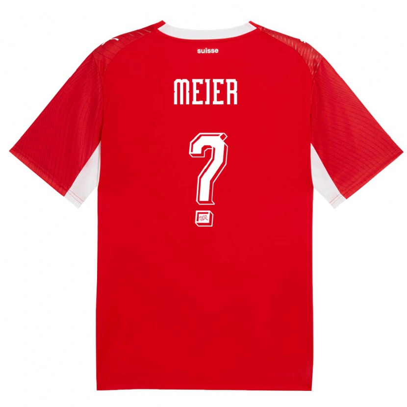 Danxen Hombre Camiseta Suiza Nino Meier #0 Rojo Blanco 1ª Equipación 26-28 La Camisa