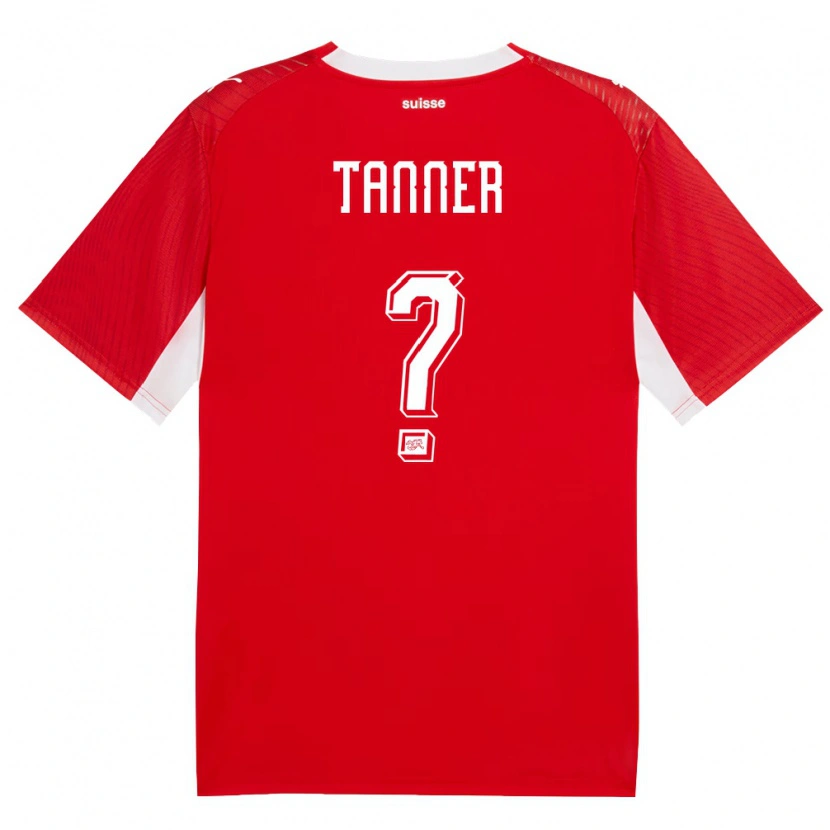 Danxen Hombre Camiseta Suiza Selim Tanner #0 Rojo Blanco 1ª Equipación 26-28 La Camisa