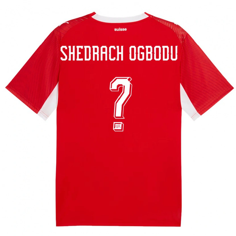 Danxen Hombre Camiseta Suiza Shedrach Ogbodu #0 Rojo Blanco 1ª Equipación 26-28 La Camisa